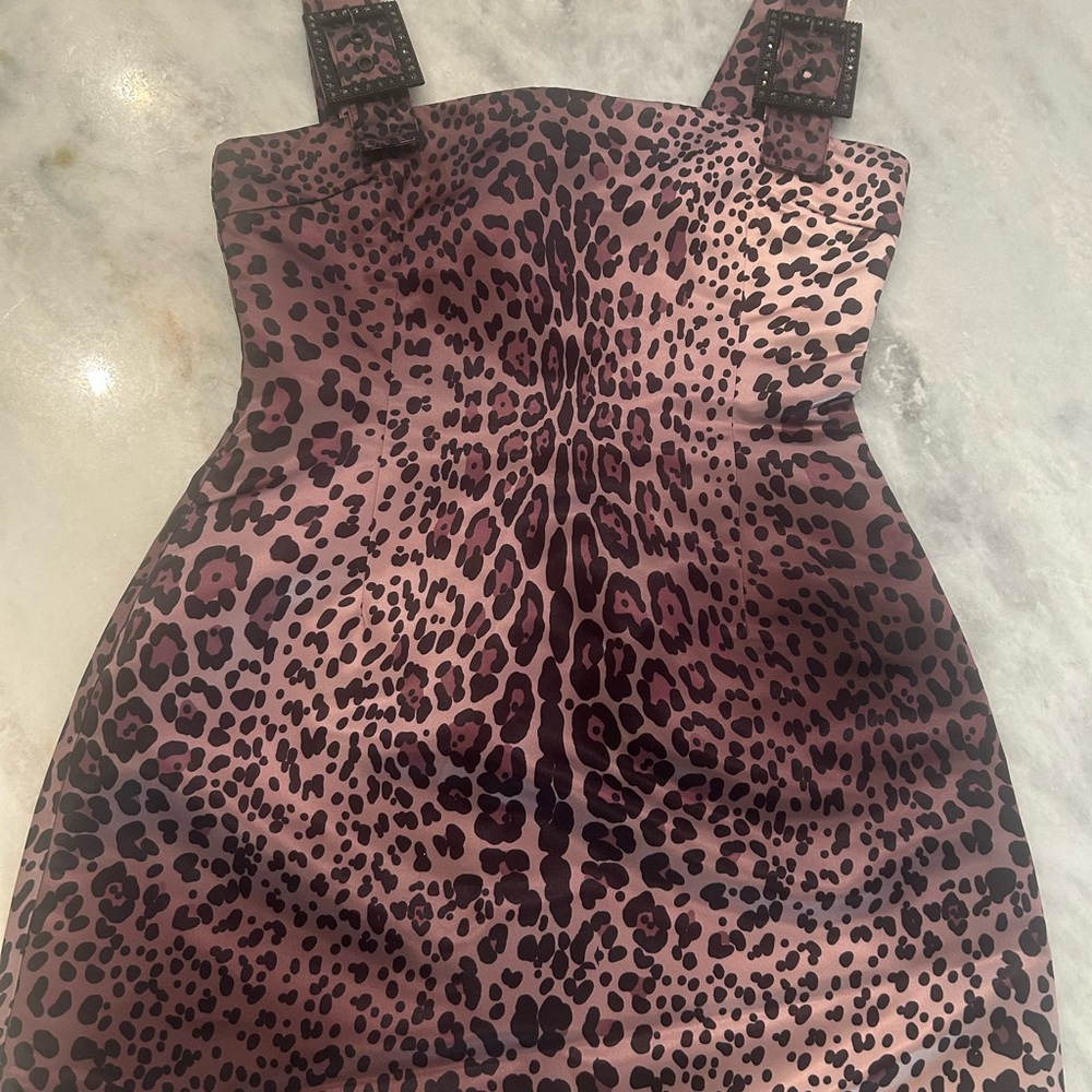 Cynthia Rowley Pink and Black Leopard Print Dress